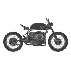 scrambler vintage motorcycle, cafe racer theme. black and white colors