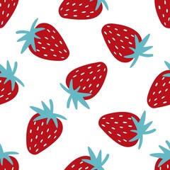 Seamless pattern with strawberries. Red and pink berries, vector illustration for application on fabric or paper