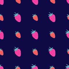Seamless pattern with strawberries. Red and pink berries, vector illustration for application on fabric or paper