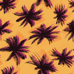 Tropical geometry seamless pattern with chaotic palms