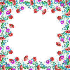 Vector - fieldflower frame in watercolor.