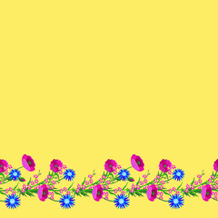 Obraz na płótnie Canvas Vector - fieldflower garland greeting card.