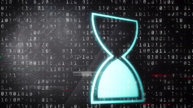 Animation of egg timer icon over data processing