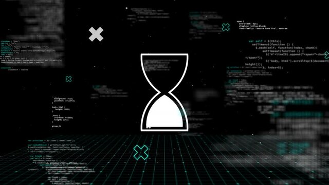 Animation of egg timer icon over data processing
