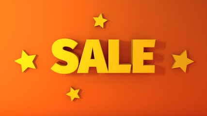 3d render sale yellow text letters pink orange red minimal 