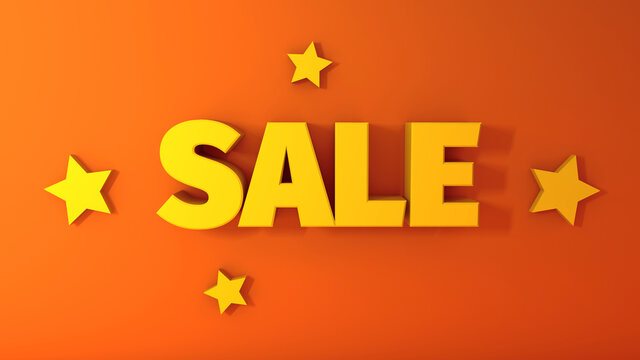 3d render sale yellow text letters pink orange red minimal 