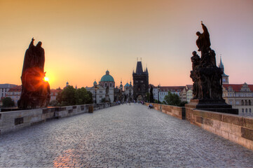 Charles bridge at sunset, Prague, Czech Republic