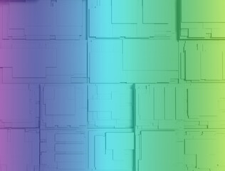 Colored technology background. Abstract 3d composition. Digital technology and cyberspace concept. 3D rendering