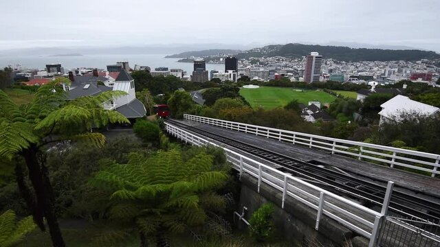 A cable car road in Wellington, New Zealand