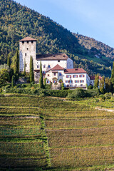 Fototapeta na wymiar Merano Italy. 10-08-2020. Old castle in mountain at Merano Italy