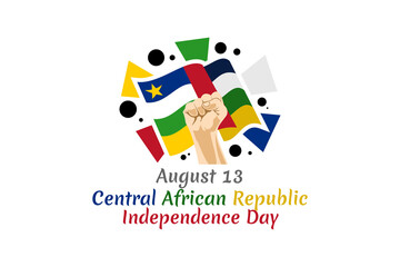 August 13, Central African Republic Independence day vector illustration. Suitable for greeting card, poster and banner.