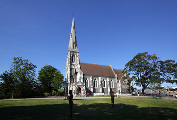 Fototapeta na wymiar Exterior view of St. Alban's Church in Copenhagen, Denmark