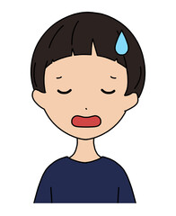 困ったような表情の男の子の顔のイラスト