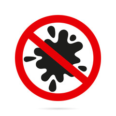 Silhouette of dirt and sign prohibited on a white background. Flat style design. Vector, illustration