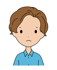 Fototapeta premium 不満そうな男の子の顔のイラスト