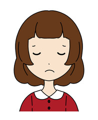 困ったような表情の女の子の顔のイラスト