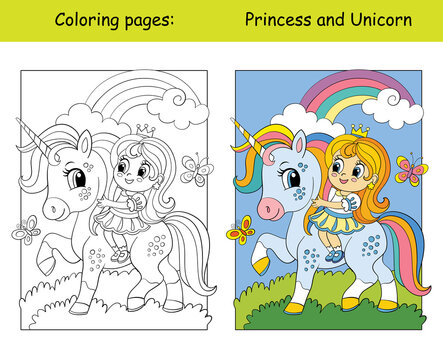 Coloring and color unicorn drive a car