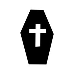 Black coffin with a cross. Vector illustration