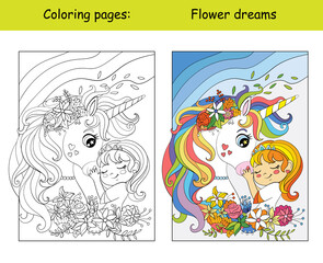 Coloring and color unicorn drive a car
