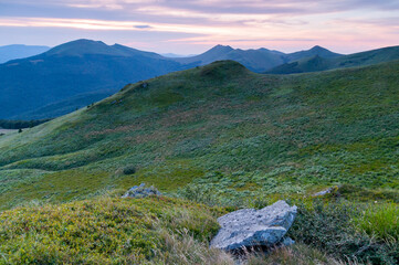 A view of the Tarnica mountain seen from the top of Rozsypaniec, Bieszczady Mountains - obrazy, fototapety, plakaty