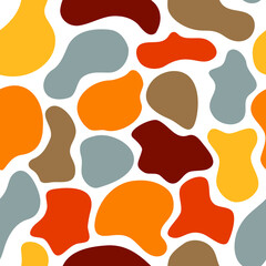 Seamless vector pattern on the theme of Halloween, colored spots on a white background. Endless texture for wallpaper, flyers, covers, banners, fill pattern, web page, background, surface.

