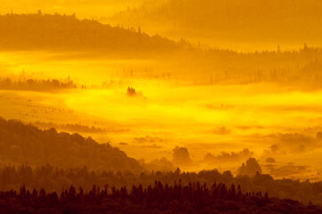 Sunrise in the Bieszczady Mountains as seen from the top of Rozsypaniec, Bieszczady Mountains