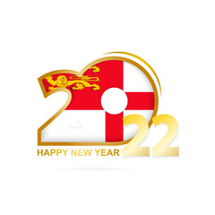 Year 2022 with Sark Flag pattern. Happy New Year Design.