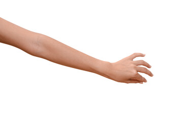 Hand open and ready to help or receive. Gesture isolated on white background with clipping path.