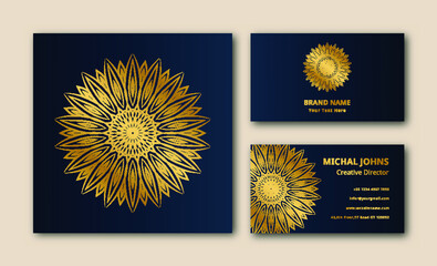 Golden arabis style islamic business card background 