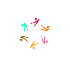 COLORFUL PEOPLE TOGETHER SIGN, SYMBOL, LOGO ISOLATED ON WHITE