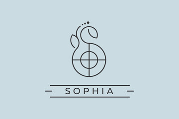 monoline signature logo design name sophia. usable logo design for private logo, business name card web icon, social media icon