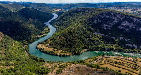 Les gorges de l'Ain depuis le mont Balvay &agrave; Leyssard, Bugey, France