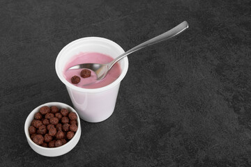 Fruit yogurt on stone