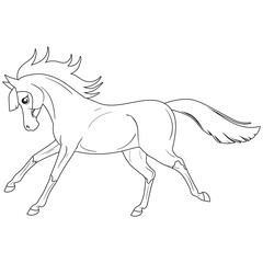 Coloring page with horse. Painting for children.