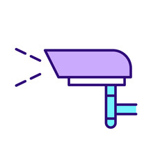 CCTV camera RGB color icon. Surveillance system for home and business. Video protection. Crime prevention technology. All day safety control. Isolated vector illustration. Simple filled line drawing