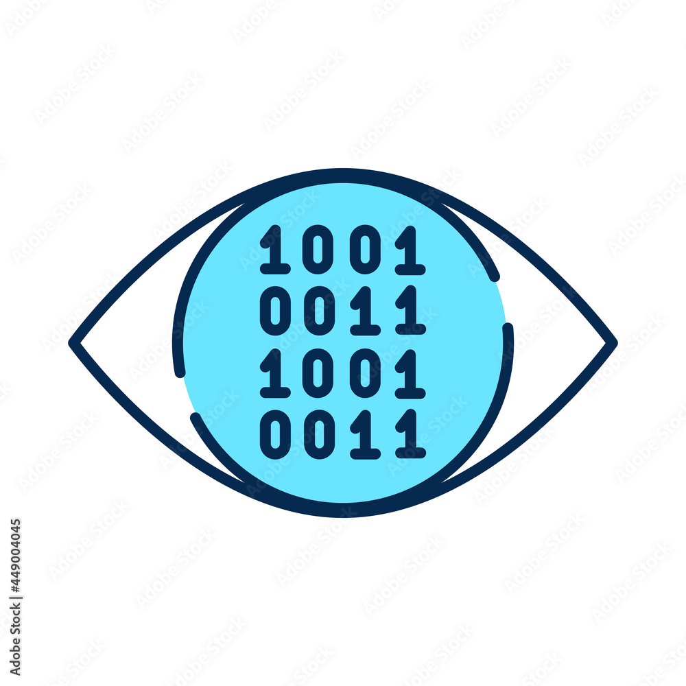 Poster digital vision blue rgb color icon. surveillance system and artificial intelligence. evolutionary sa