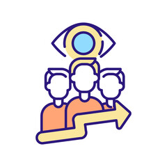Employee monitoring RGB color icon. Discipline method for behavior control and productivity improvement. Surveillance for business. Isolated vector illustration. Simple filled line drawing