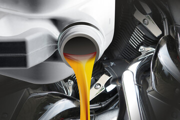 Fototapeta Wymiana oleju w samochodzie, motorze obraz