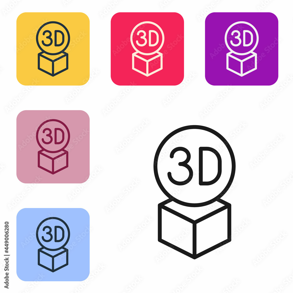 Poster black line isometric cube icon isolated on white background. geometric cubes solid icon. 3d square s