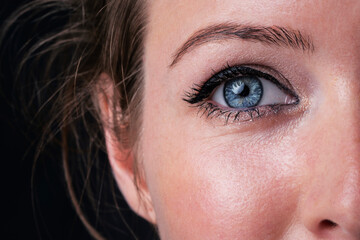 Fototapeta premium Close-up view of blue woman eye