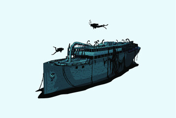 shipwreck illustration

 - obrazy, fototapety, plakaty