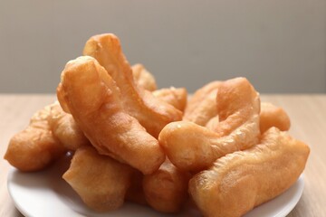 close-up chinese donut , chinese bread or  deep-fried doughstick