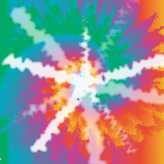 Obraz na płótnie Canvas Tie Dye Colorful Shibori Rainbow Color Hippie Background for Design Clothes Shirt in Retro Boho Style 1970 with Swirl Spiral