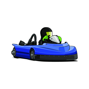 blue go-kart driver racing clip art preview