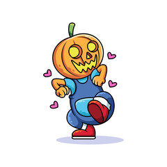 Cartoon pumpkin dancing with funny pose