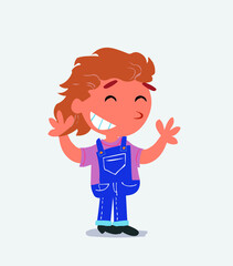 Very pleased cartoon character of little girl on jeans.