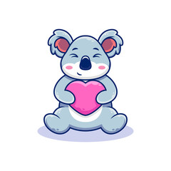 Cute koala cartoon holding love