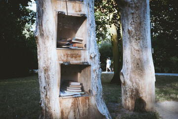 Bookcrossing - free books exchange point in a park