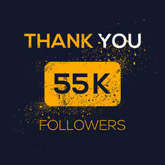 Creative Thank you (55k, 55000) followers celebration template design for social network and follower ,Vector illustration