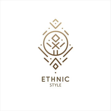 Vector logo of geometric elements template. Squire sacred symbol. Outline icon of abstract shapes